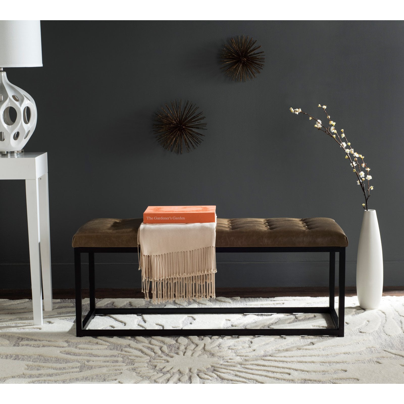 Safavieh Reynolds Backless Faux Leather Bedroom Bench