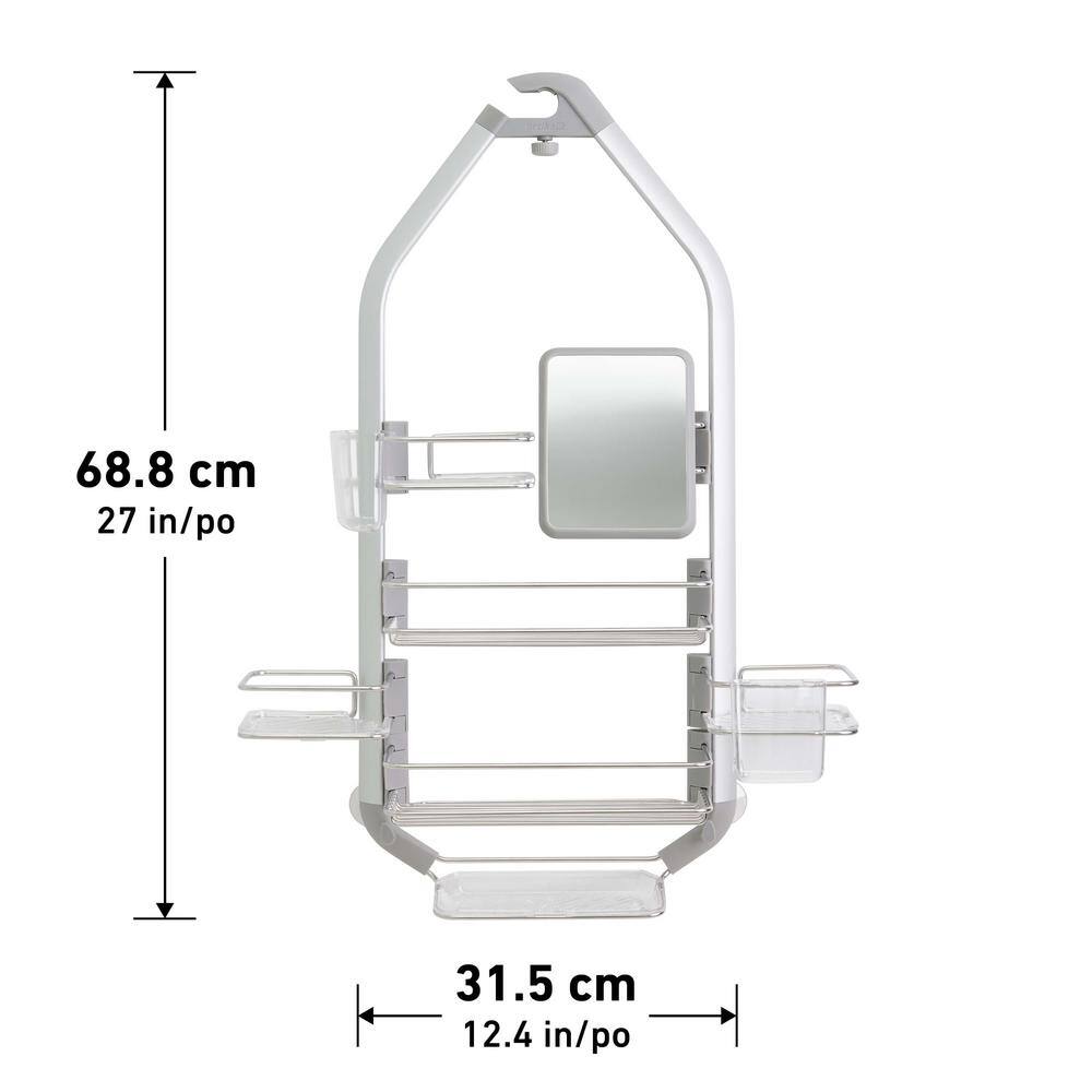 Artika Adjustable Over-The-Shower HeadDoor Caddy with Mirror in Aluminum and Stainless Steel CADG2-HD2