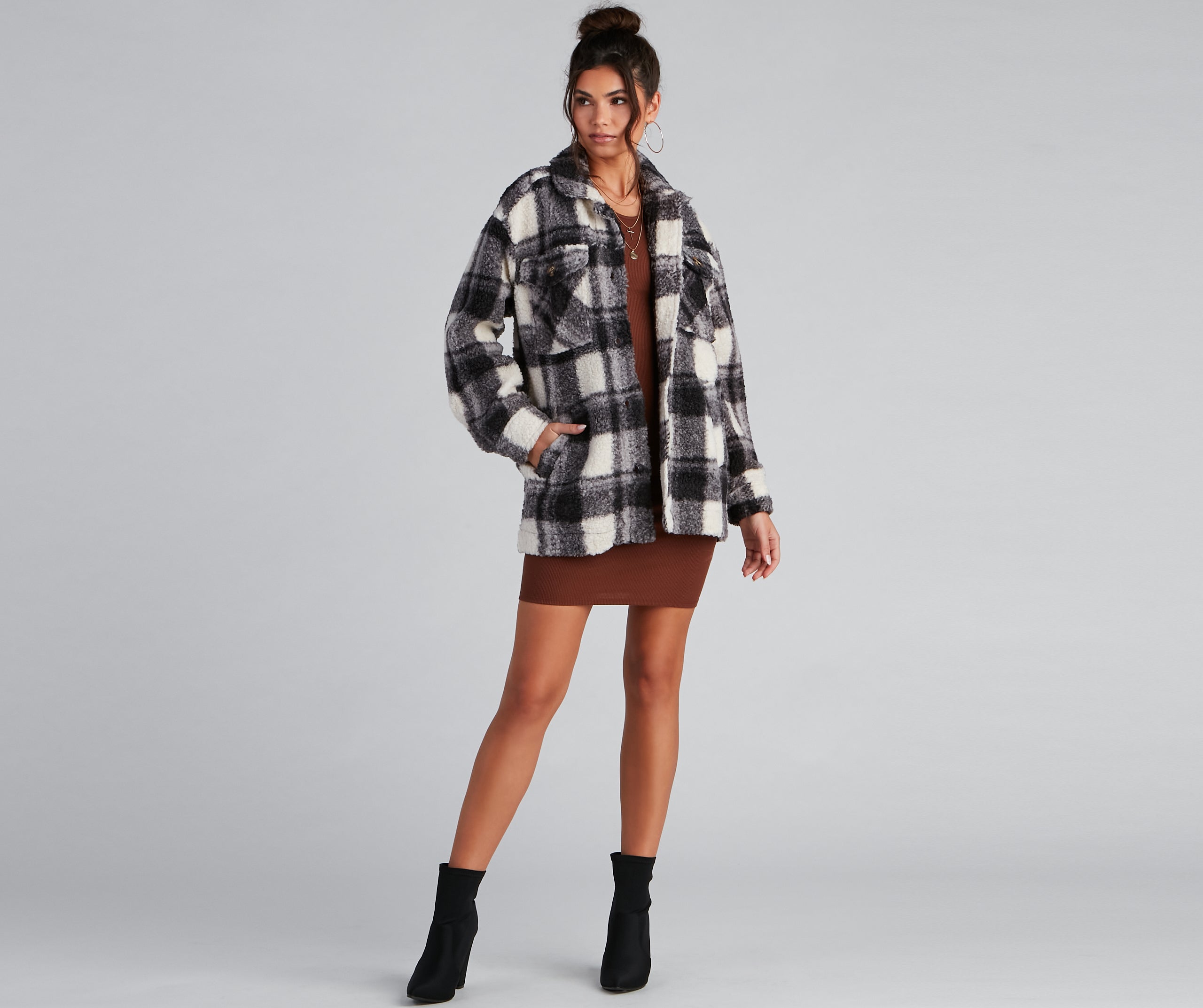 Cozy Layers Plaid Sherpa Shacket