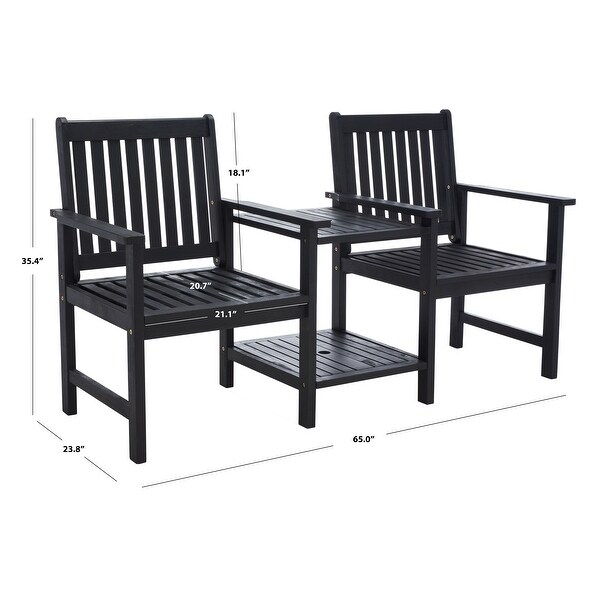 SAFAVIEH Brea Outdoor Solid Wood Twin Seat Bench