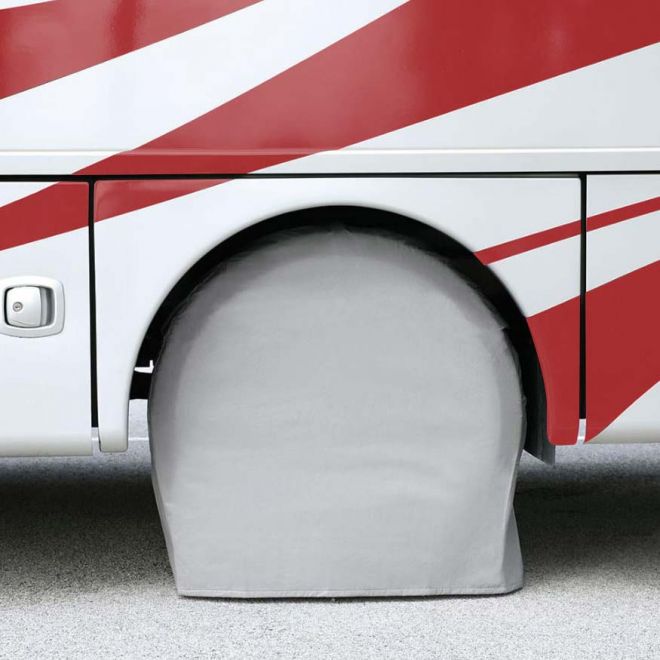 Superior Electric RVA1606 RV Trailer White Vinyl Tire Cover Pair for Size 36