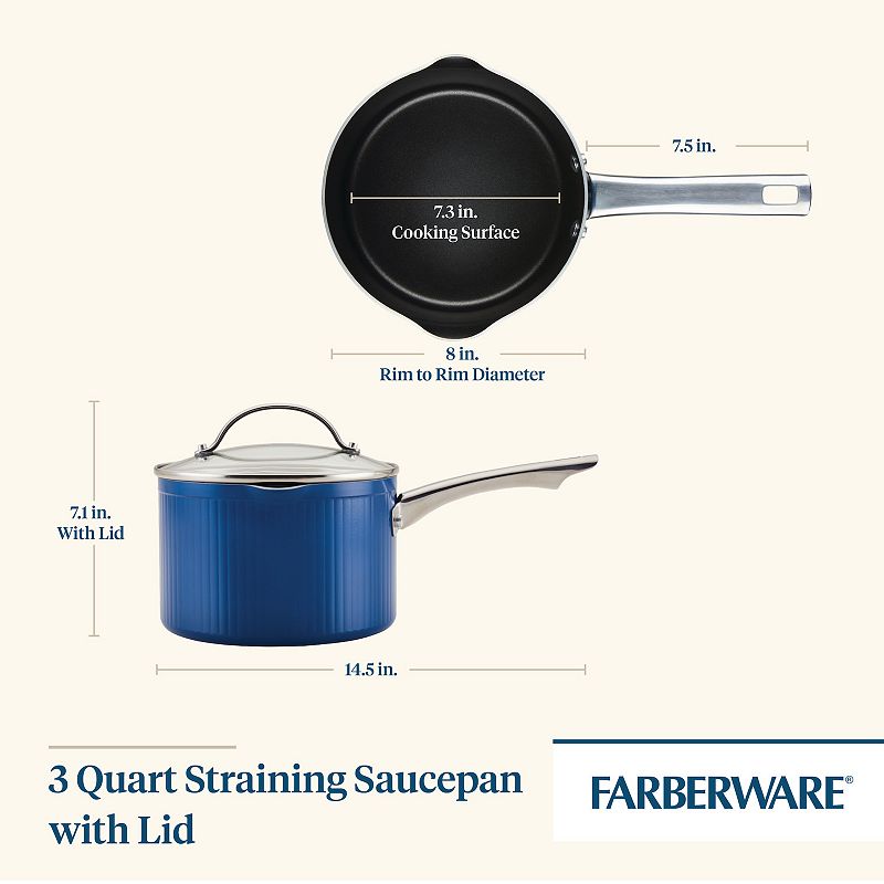 Farberware Style Nonstick Cookware Straining 3-Quart Saucepan