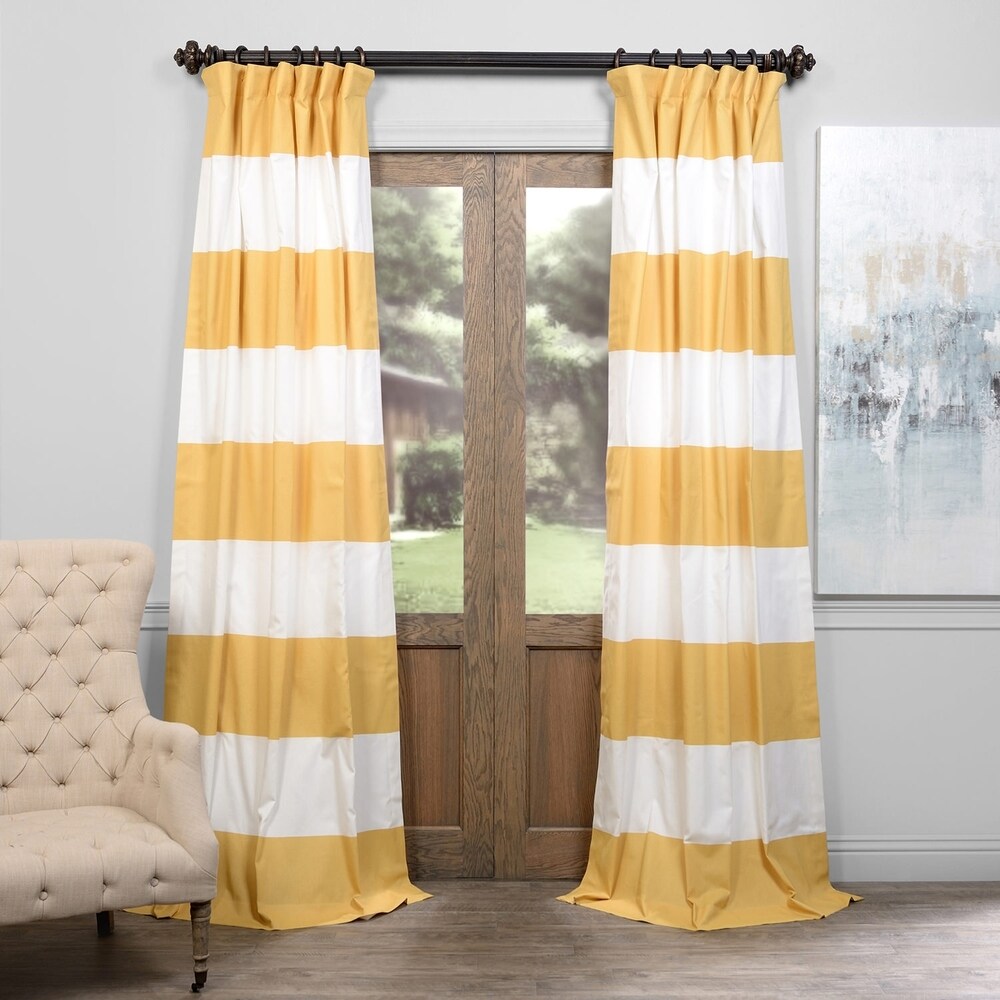 Exclusive Fabrics Cabana Cotton Horizontal Stripe 96 inch Curtain (1 Panel)