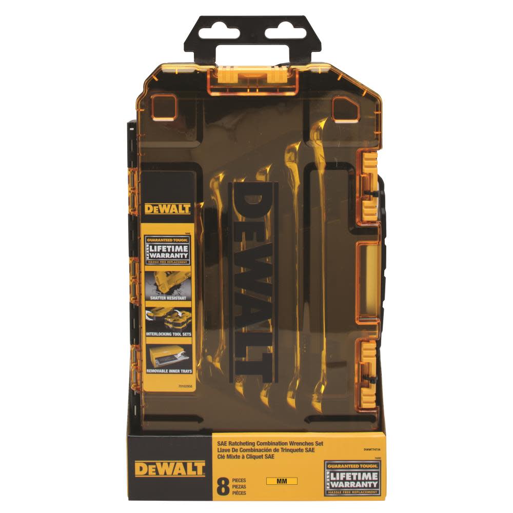 DEWALT Tough Box 8 pc. MM Ratchet Combo Wrench Set DWMT74734 from DEWALT