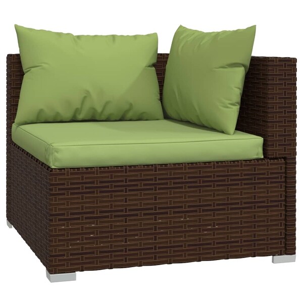 vidaXL Patio Lounge Set with Cushions Poly Rattan Brown