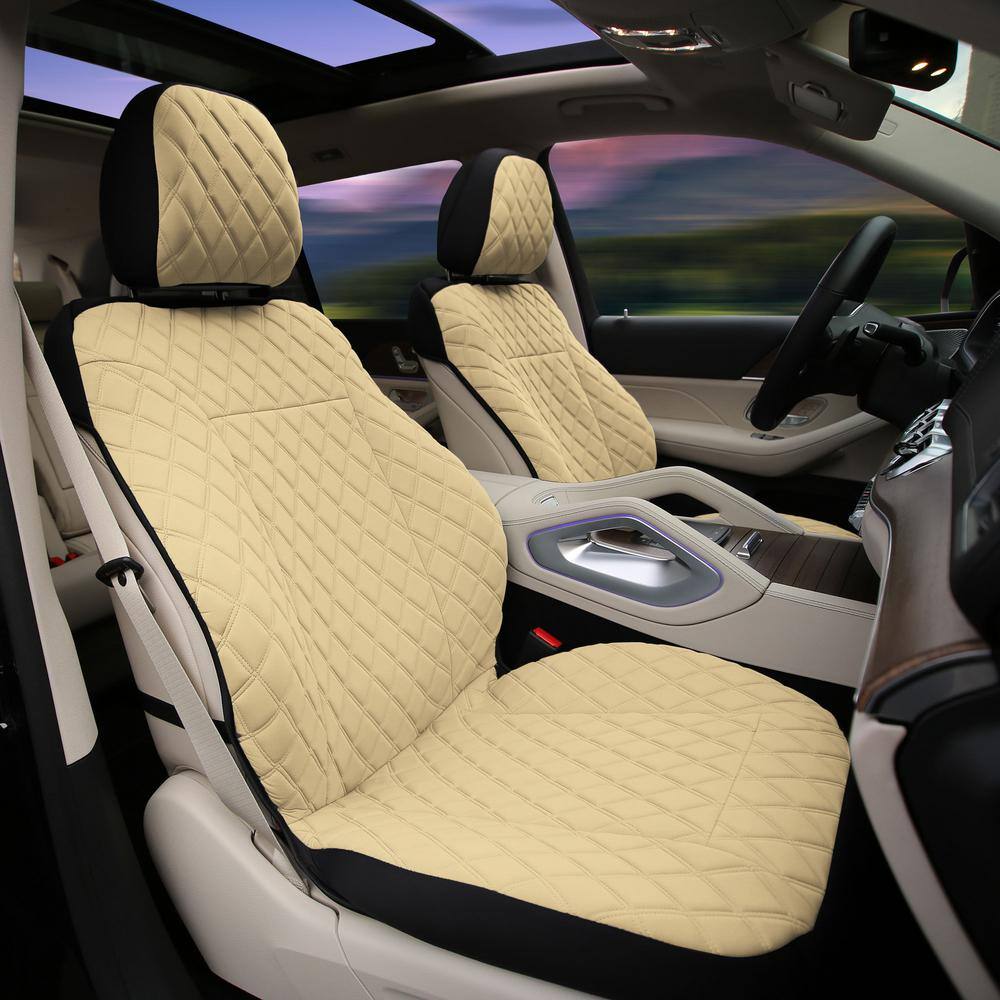 FH Group Prestige79 47 in. x 1 in. x 23 in. Diamond Stitch Neosupreme Front Car Seat Cover Set DMFB079102BEIGE