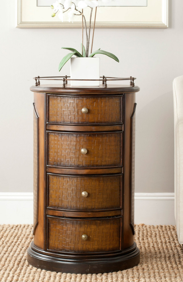 Leon Four Drawer Side Table  Brown   Traditional   Side Tables And End Tables   by Rustic Home Furniture Deco  Houzz