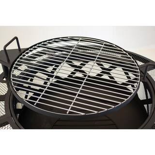 26 in. H Outdoor Steel Black Fire Pit with Adjustable Cooking Grid 5511