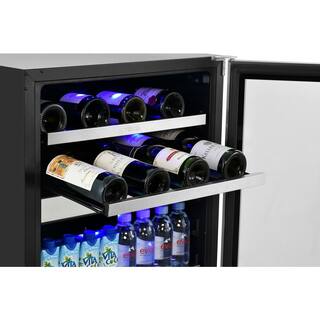 TITAN Signature 24 in. 16-Bottle and 70-Can Stainless Steel Single Door Dual Zone Built-In Wine and Beverage Cooler SS-WB241670DZ