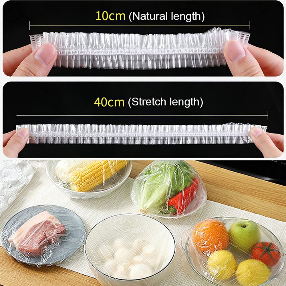 100PCS Disposable Food Cover Plastic Wrap Elastic Kitchen Lids Bowls For FAST