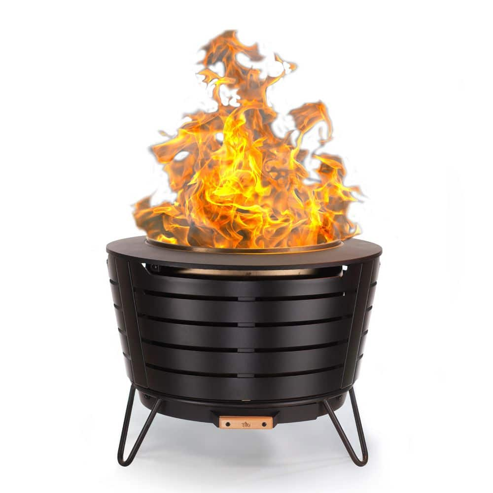 TIKI 25 in. Black Metal Patio Fire Pit 111900168