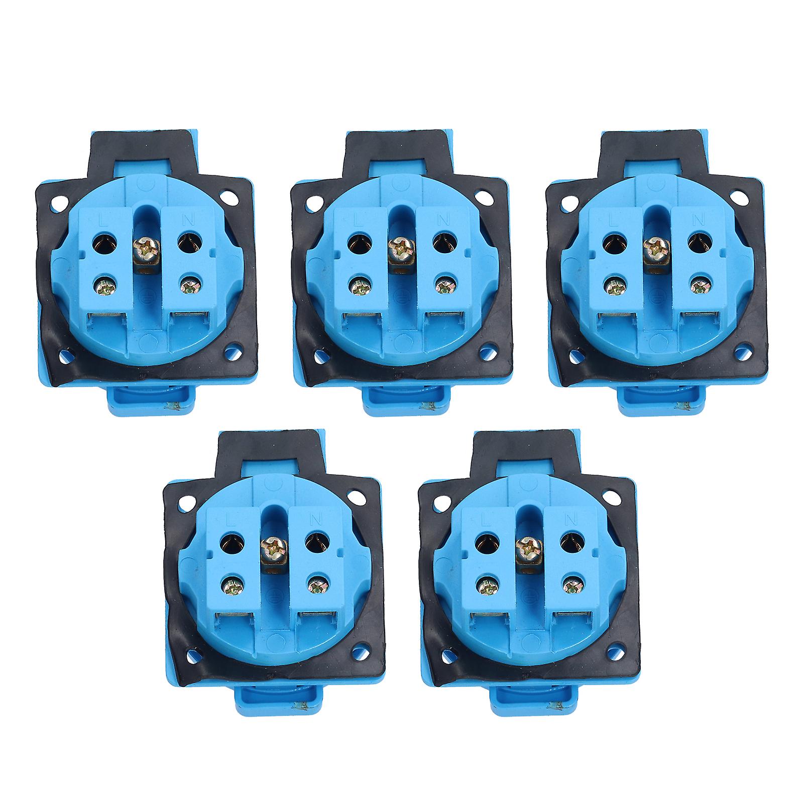 5pcs European Plug Socket Air Conditioning Industrial Universal Blue Sockets For Outdoors