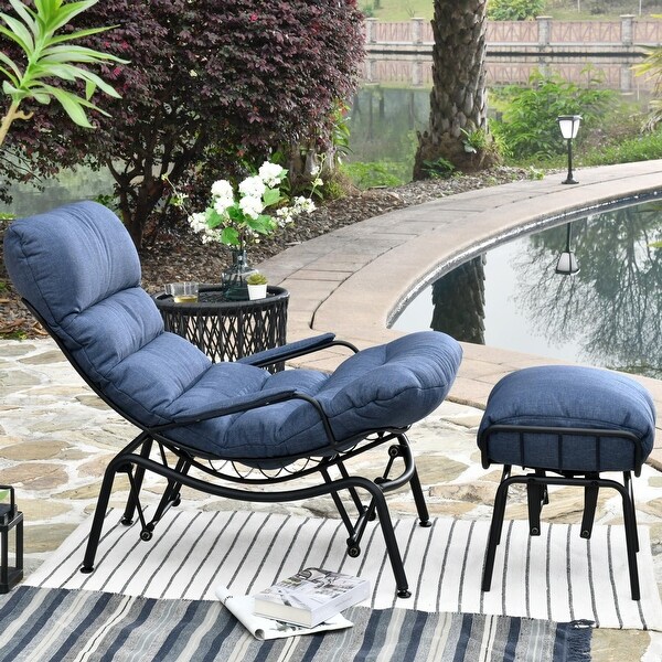 XIZZI 2Piece Outdoor Rocking Chair Recliner with Ottoman