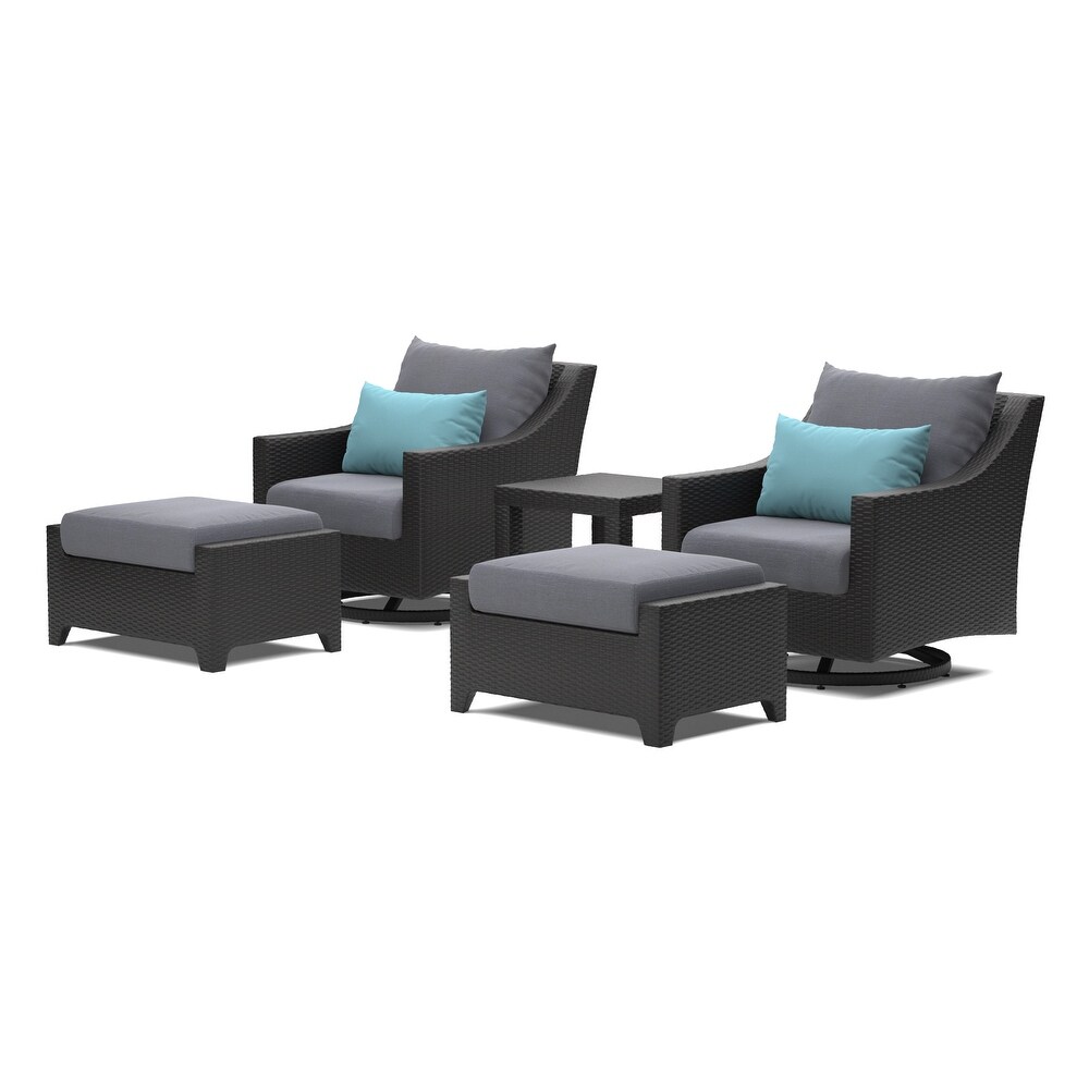 Deco 5 Piece Aluminum Outdoor Patio Motion Club Chair And Ottoman Set