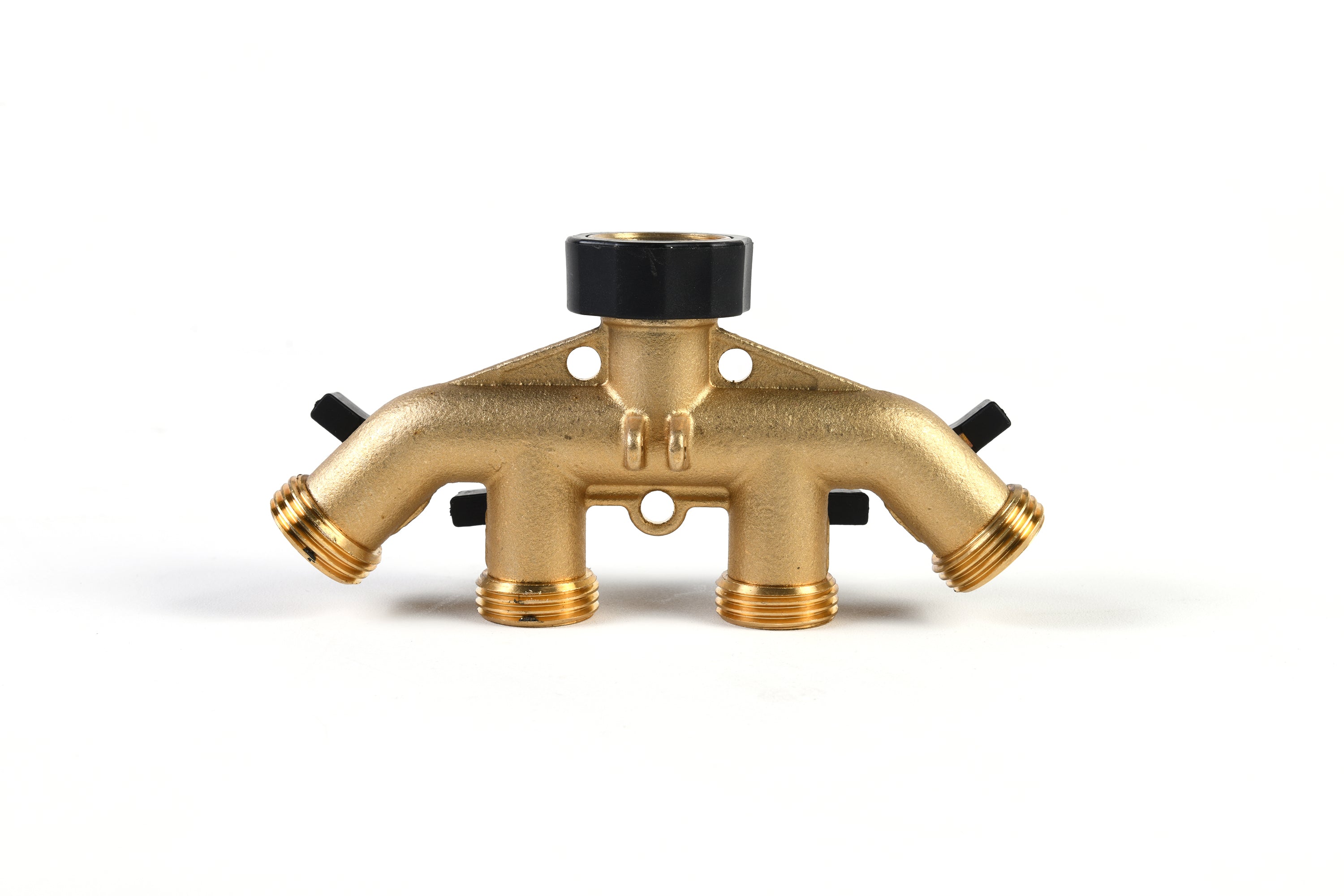 Expert Gardener Heavy-Duty 4-Way Brass Shut-off Hose Connector