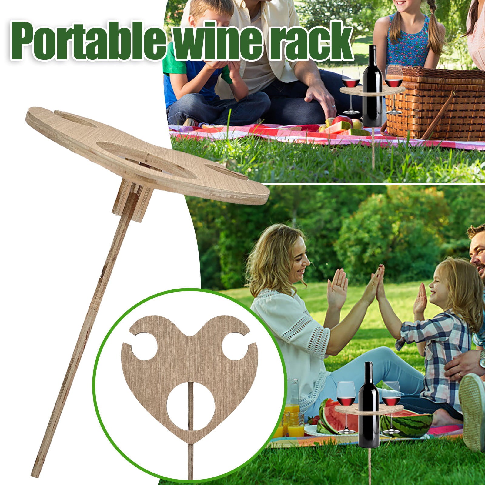 Outfmvch home and kitchen Round Wooden Outdoor Table Portable Table And Table Holder Patio and Garden