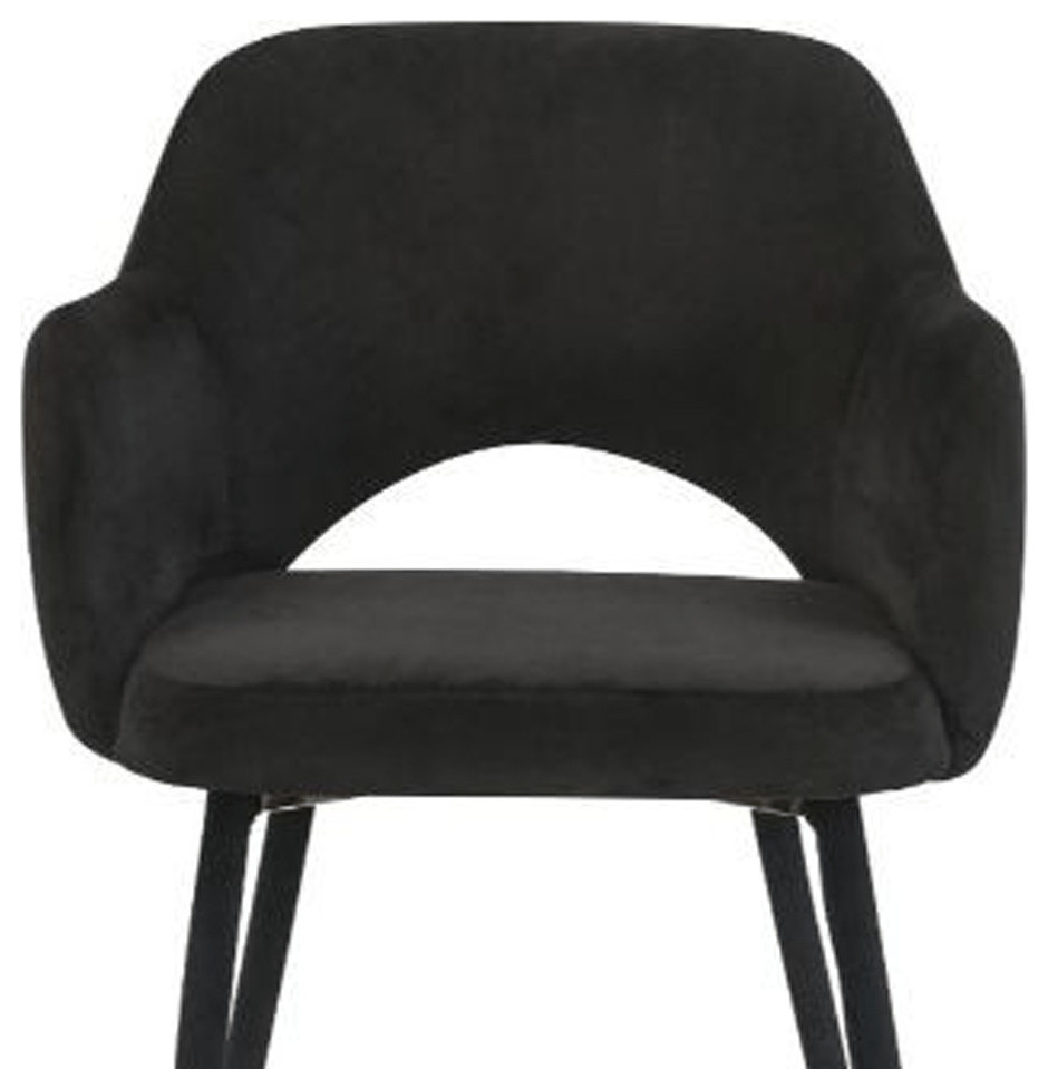 22 quotBlack Velvet And Gold Solid Color Parsons Chair   Midcentury   Dining Chairs   by HomeRoots  Houzz