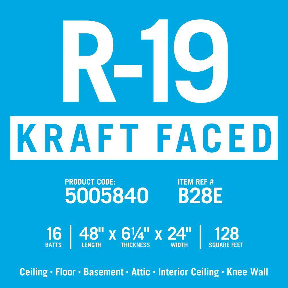 Knauf Insulation R-19 EcoBatt Kraft Faced Fiberglass Insulation Batt 6-14 in. x 24 in. x 48 in. (8-Bags) 690984