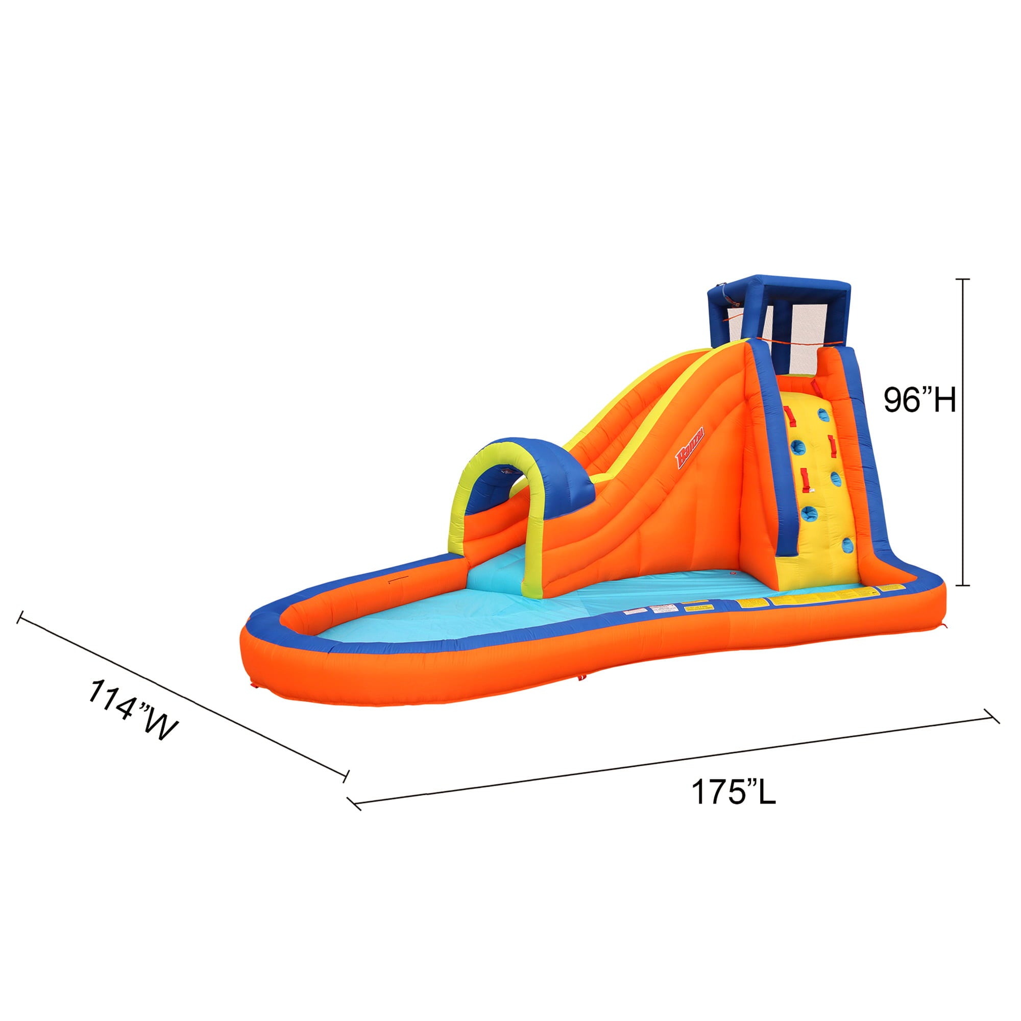 Banzai Pipeline Water Park Toy, Length: 14 ft 7 in, Width: 9 ft 6 in, Height: 7 ft 11 in, Inflatable Outdoor Backyard Water Slide Splash Toy