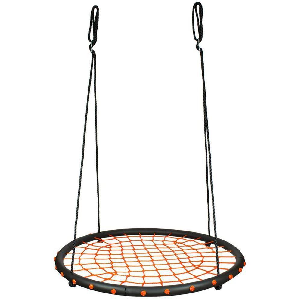 SWINGING MONKEY PRODUCTS Giant 40 in. Spider Web Fabric Outdoor Tree Saucer Swing Orange SWG-ORG-100