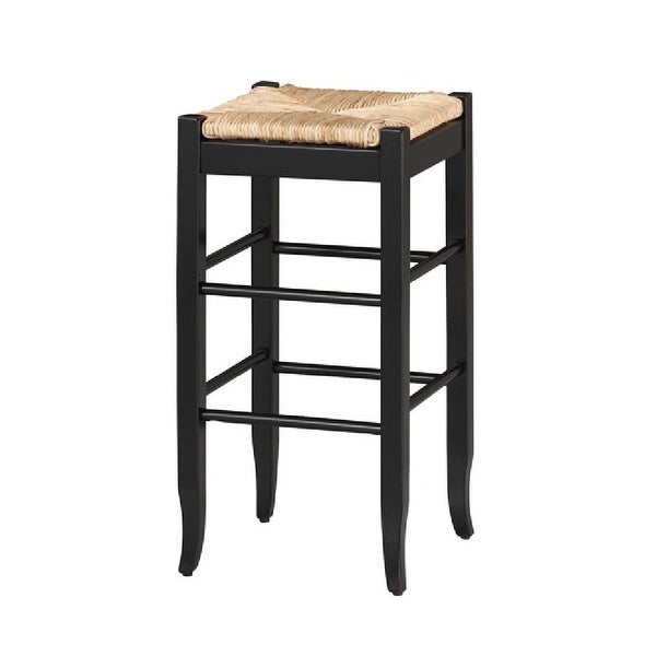 Rush Woven Wooden Frame Barstool with Saber Legs - 14.5 H x 29 W x 14.5 L Inches