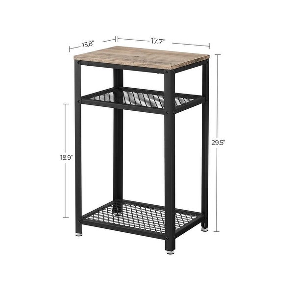 Side Table， End Telephone Table with 2 Mesh Shelves， for Office Hallway or Living Room， Accent Furniture， Greige and Black