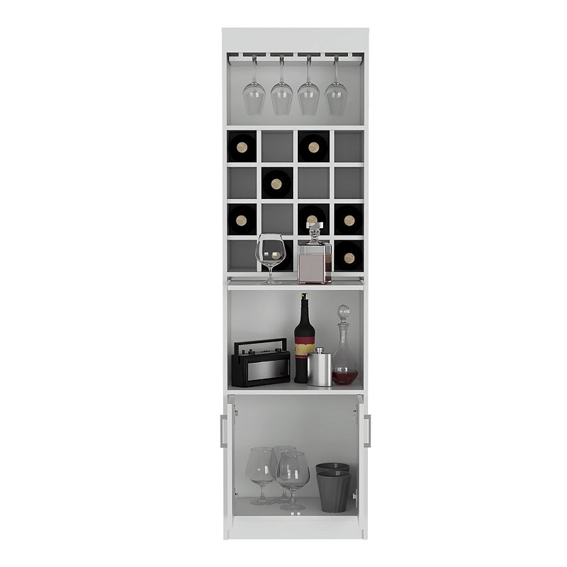 DEPOT E-SHOP Soria Bar Dbl Door Cabinet， Sixteen Built-in Wine Rack，Concealable Serving Tray， White