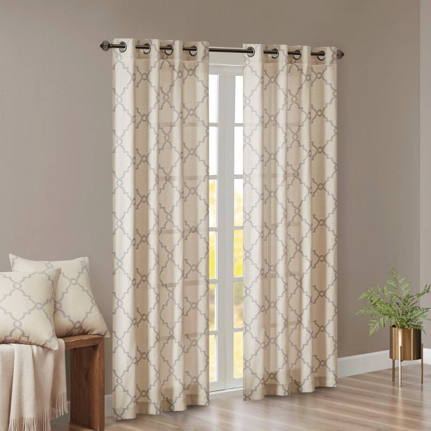 Sereno Fretwork Print Grommet Top Window Curtain Panel