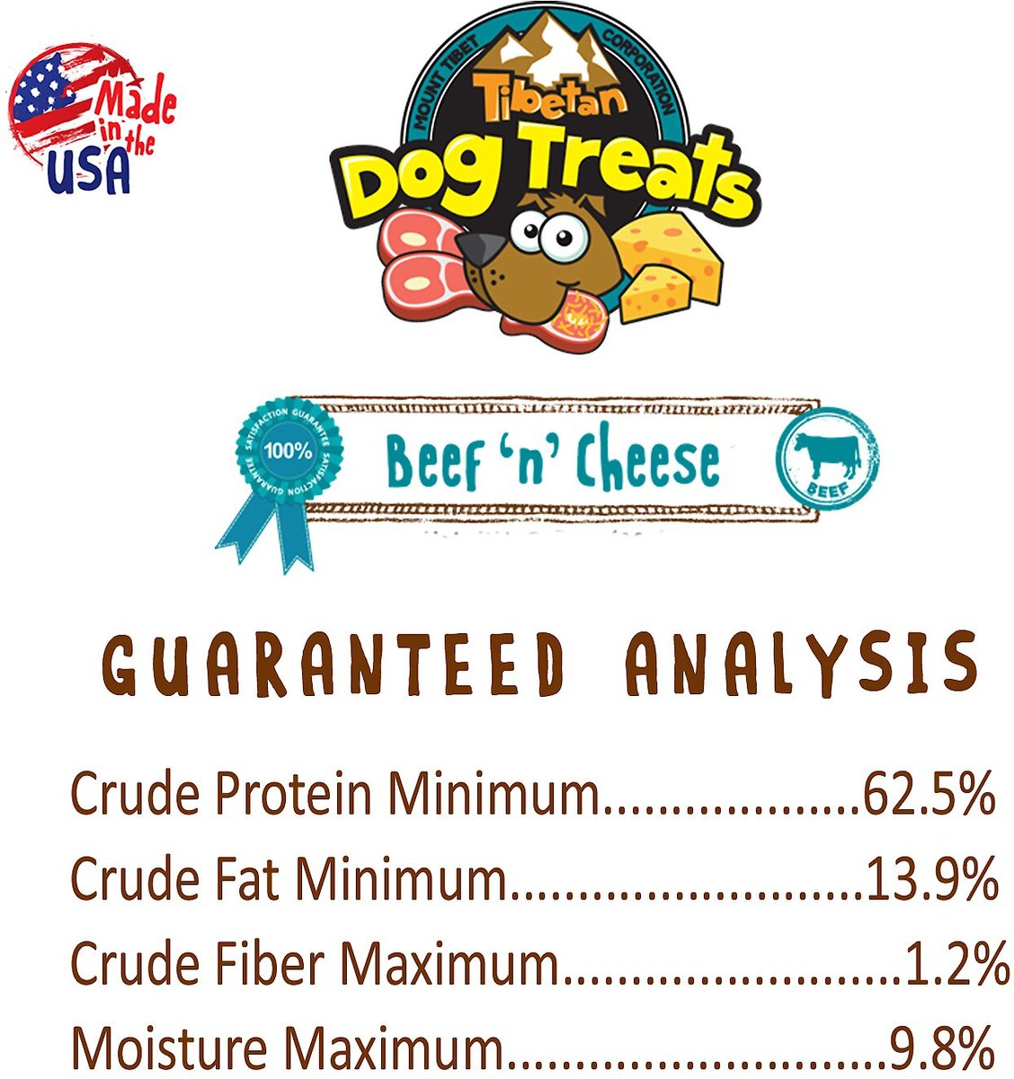 Tibetan Dog Treats Beef 'n' Cheese Grain-Free Dehydrated Dog Treats， 3.5-oz pouch