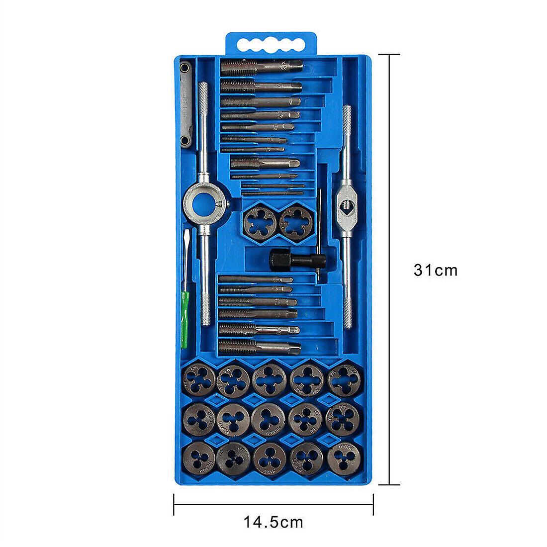 40pc Metric Wrench Tap And Die Set Cuts M3-m12 Bolts Engineers Kit With Hardbox W12607447