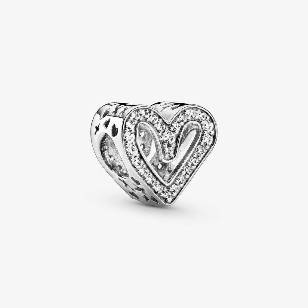 PANDORA  Sparkling Freehand Heart Charm