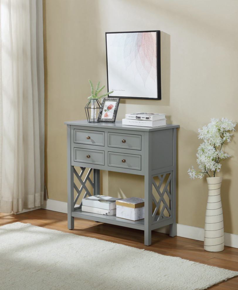 Coventry 32 quotW Wood Entryway/Console/Sofa Table  4 Drawers  Gray   Transitional   Console Tables   by Bolton Furniture  Inc.  Houzz