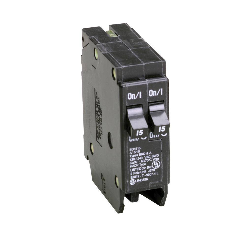 Eaton BD 2-15 Amp Single Pole Tandem CTL Circuit Breaker BD1515