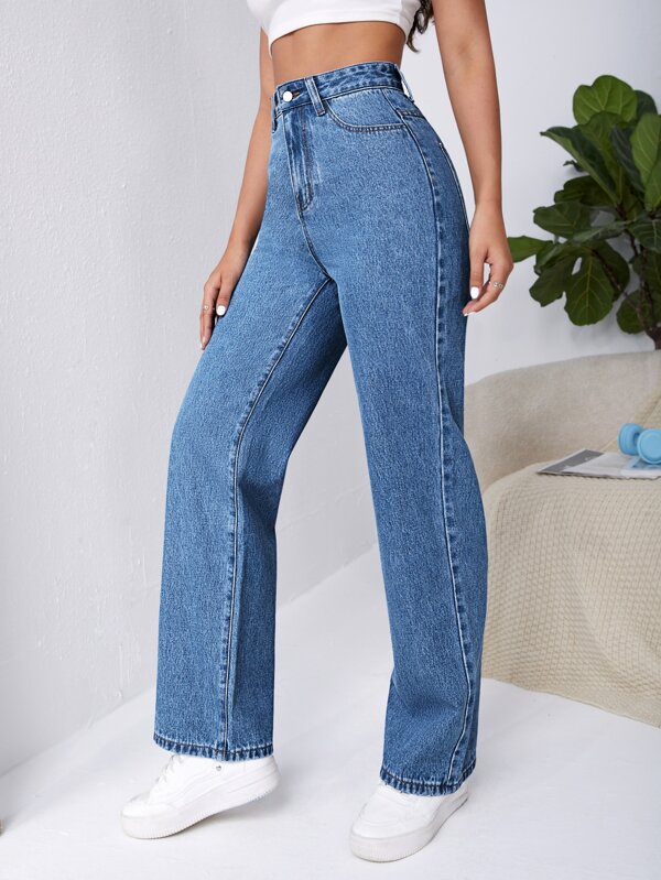 Frenchy High Waist Slant Pocket Boyfriend Jeans