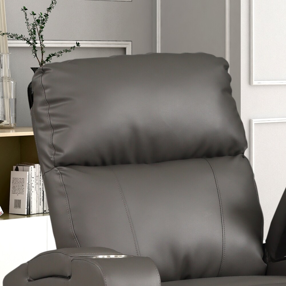 Modern Terry Upholstered Faux Leather Power Recliner Chair