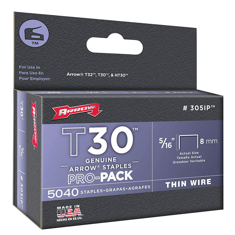 Arrow T30 1/2 in. W X 5/16 in. L 22 Ga. Wide Crown Thin Wire Staples 5040 pk