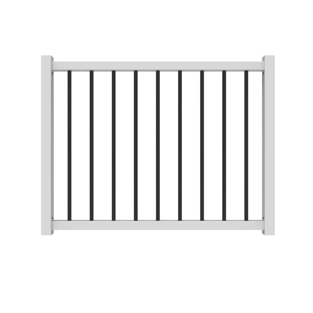 Veranda 36 in. to 48 in. Traditional White Poly-Composite Rail Gate Kit with Metal Balusters 73040995