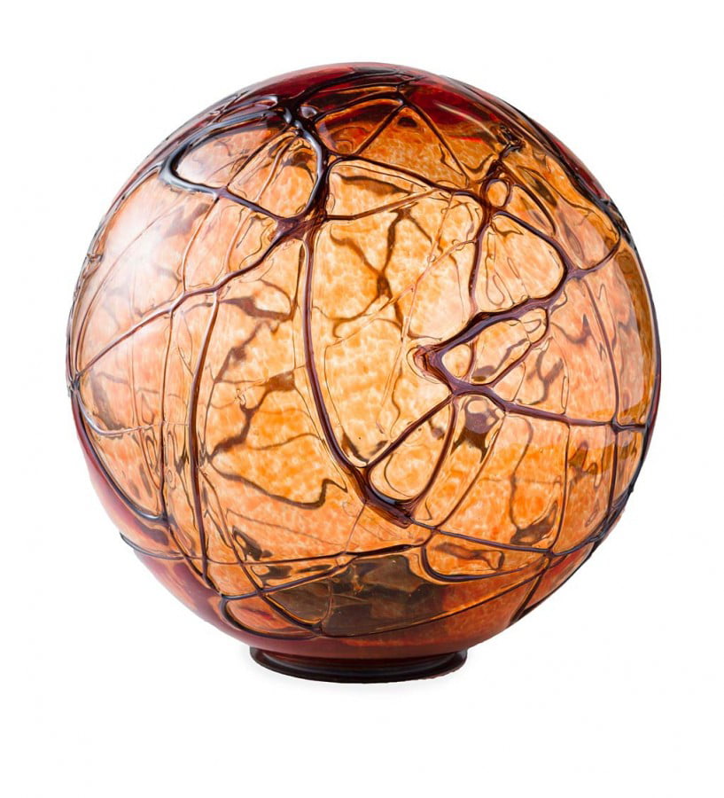 Wind and Weather Lighted Solar Glass Orb - Amber