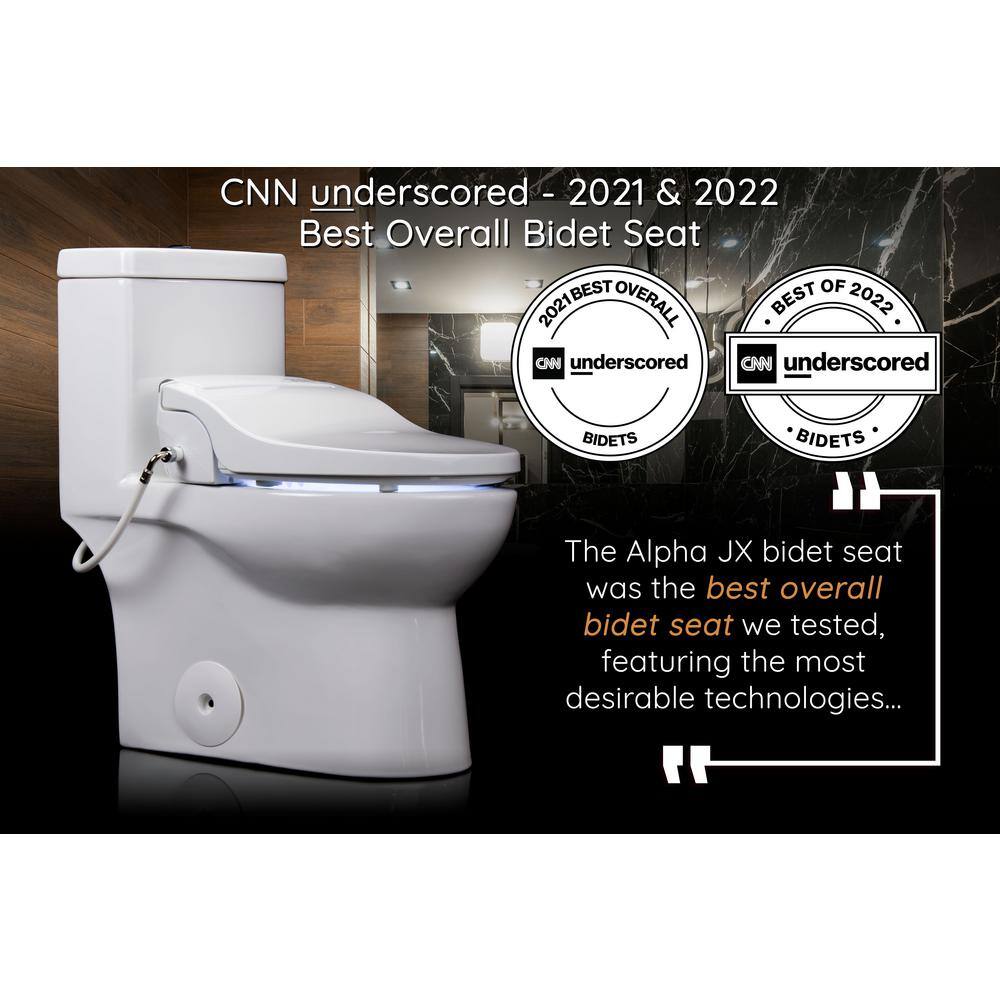 Alpha Bidet JX Electric Bidet Seat for Elongated Toilets in White JX-EW