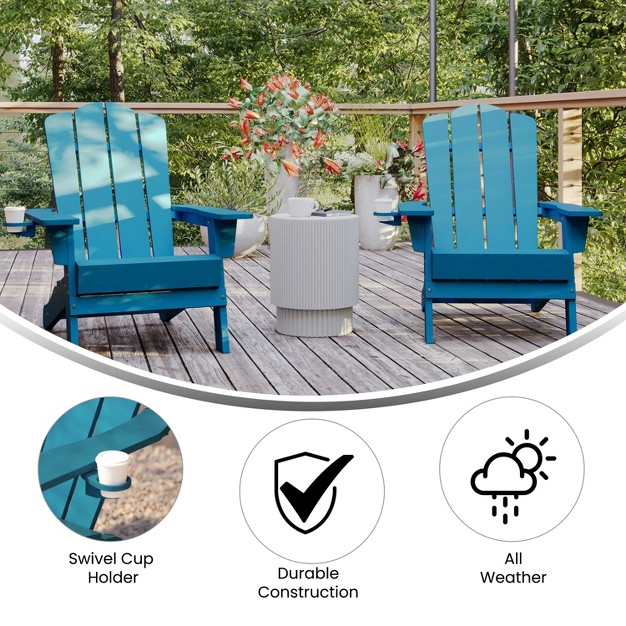 Merrick Lane Adirondack Chair With Cup Holder Weather Resistant Hdpe Adirondack Chair