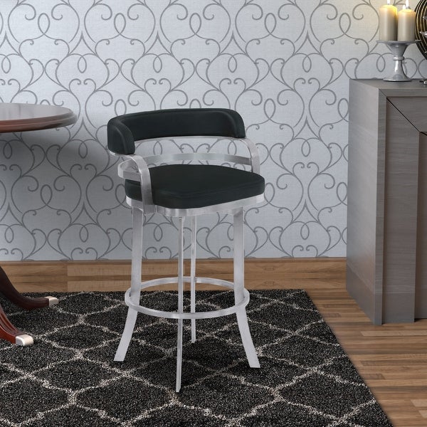 Metal Frame Barstool with Curved Leatherette Seating