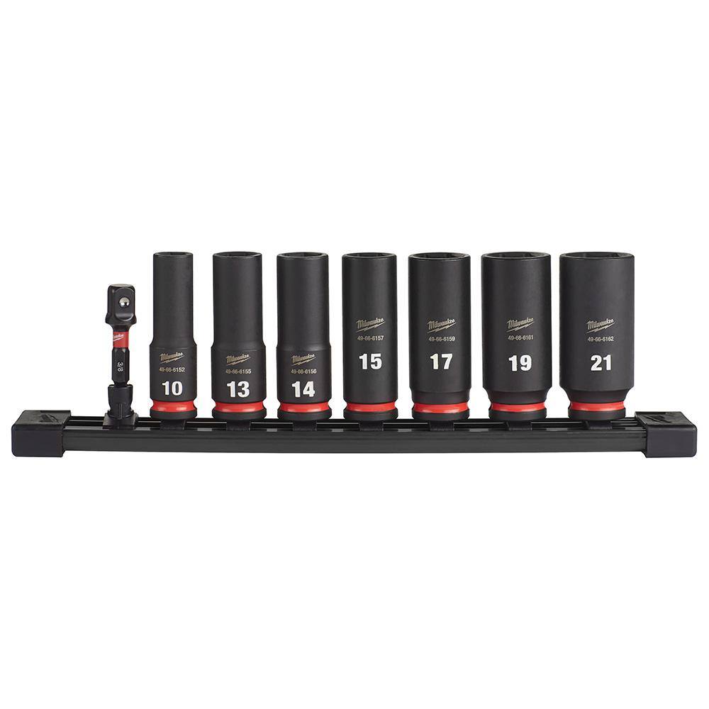 MW SHOCKWAVE Impact Duty 38 in. Metric Deep Impact Rated Socket Set (8-Piece) 49-66-7021