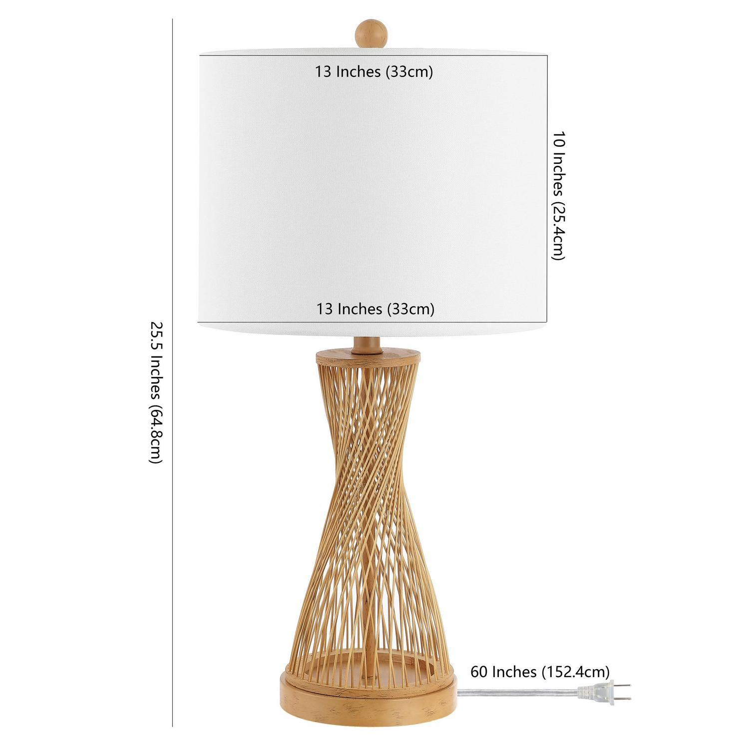 Safavieh Magnus 25.5 in. Solid Bamboo Table Lamp， Natural