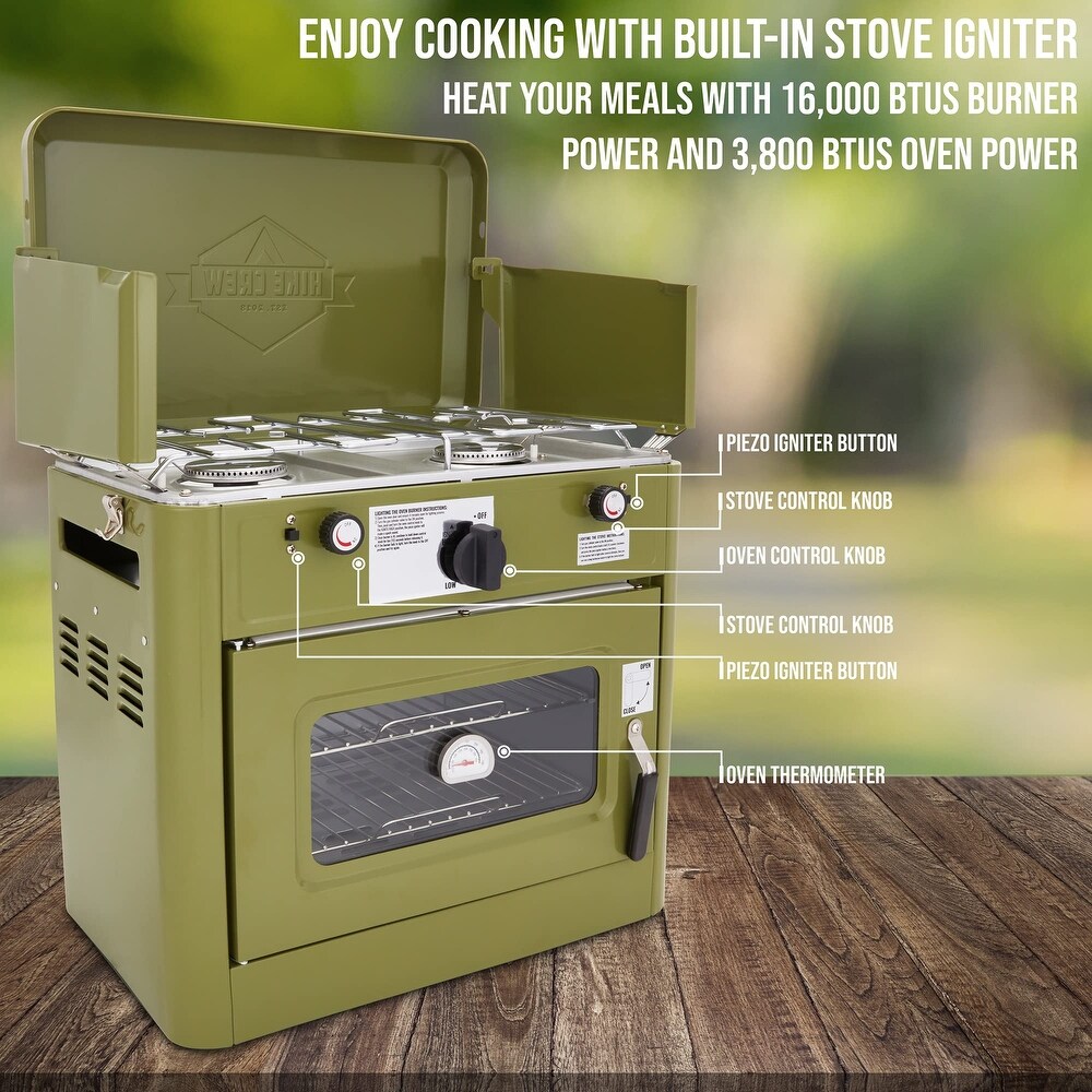 Hike Crew Gas Camping Oven  Portable Camping Stove   Oven with Dual Burners