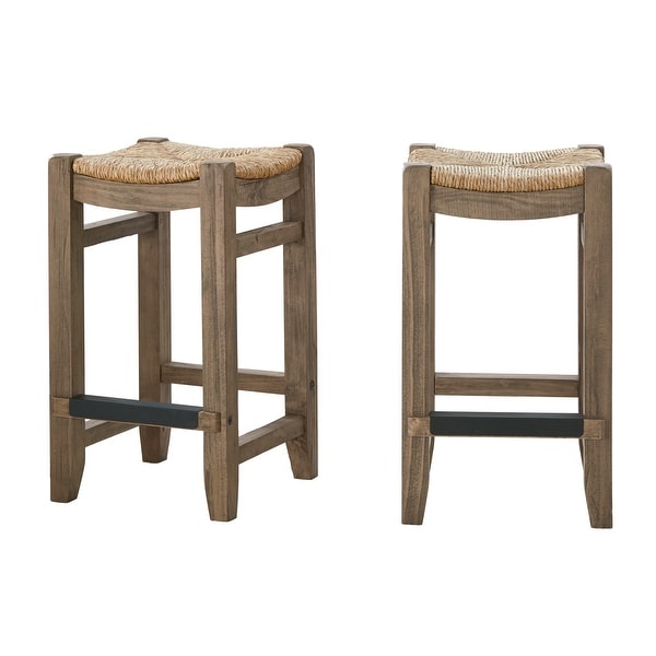 The Gray Barn Enchanted Acre 26-inch Wood Counter Height Stools with Rush Seats (Set of 2)