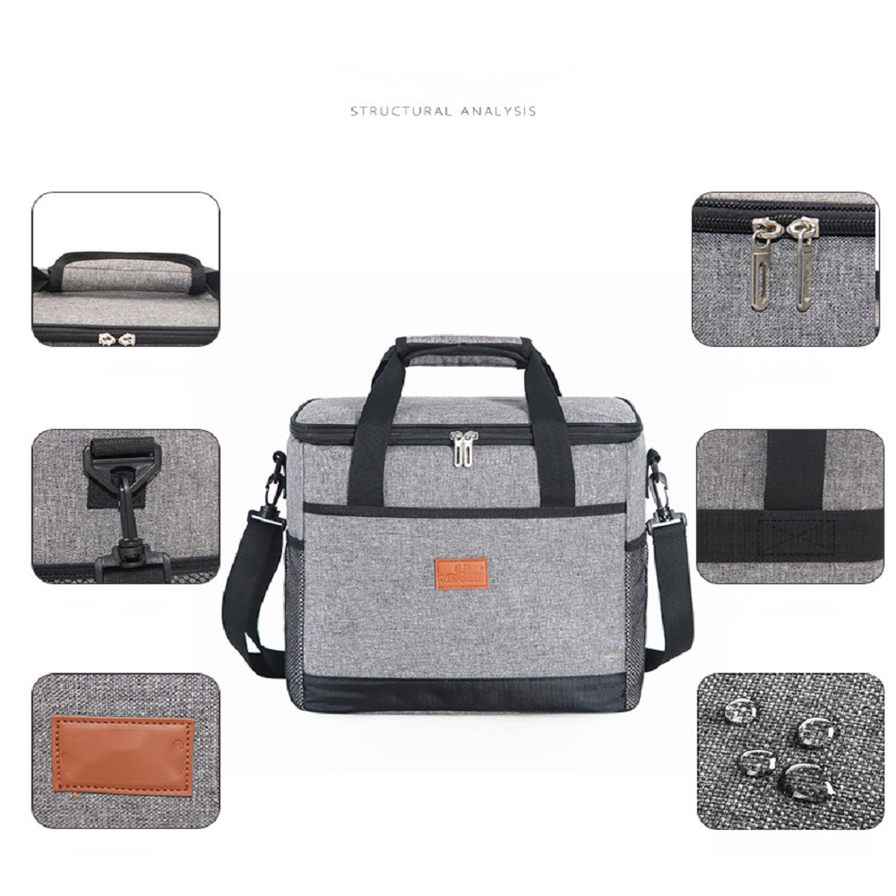 SWIHELP Thermal Insulation Lunch Bag 33L Office School Gray