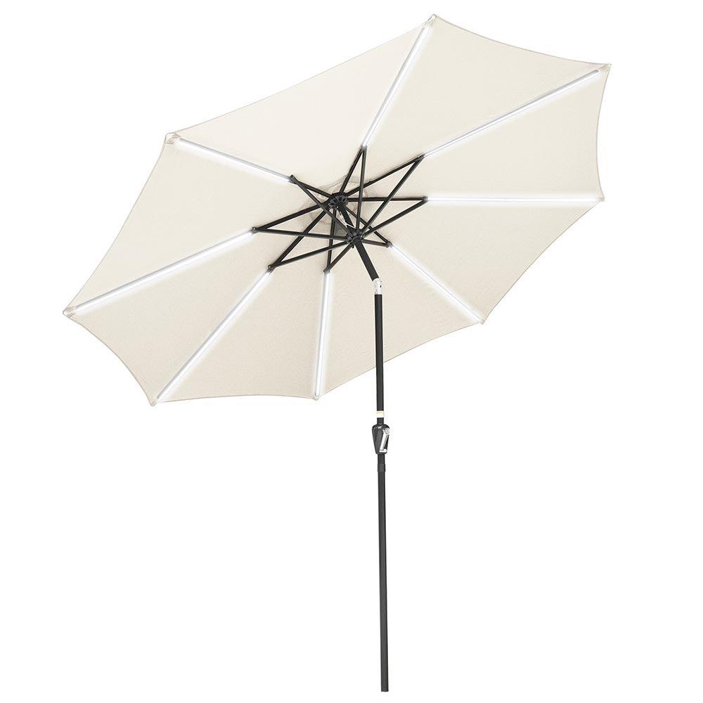 Yescom Solar Umbrella with Lights Tilting Outdoor Umbrella 9ft 8-Rib