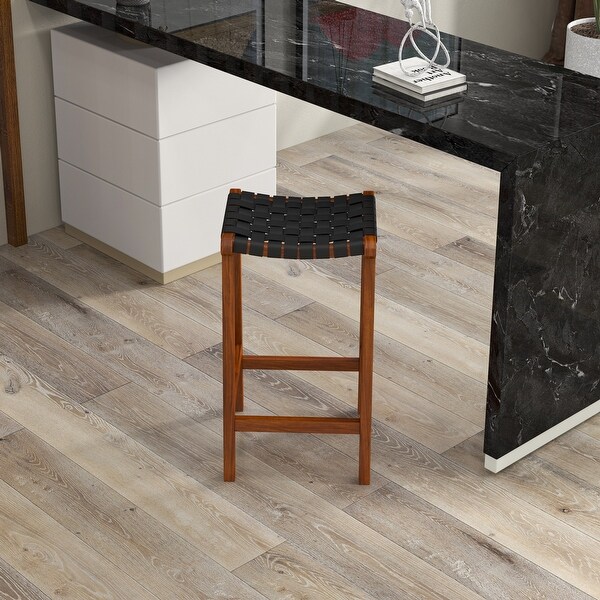 Andy Mid-Century Leather Upholstered Bar Stool