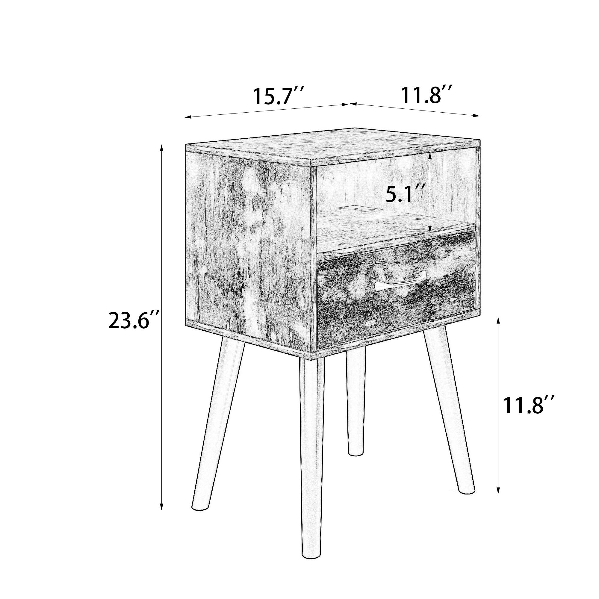 uhomepro Nightstand Set of 2, End Table Side Table with Storage Drawer for Bedroom Living Room Office, Browm