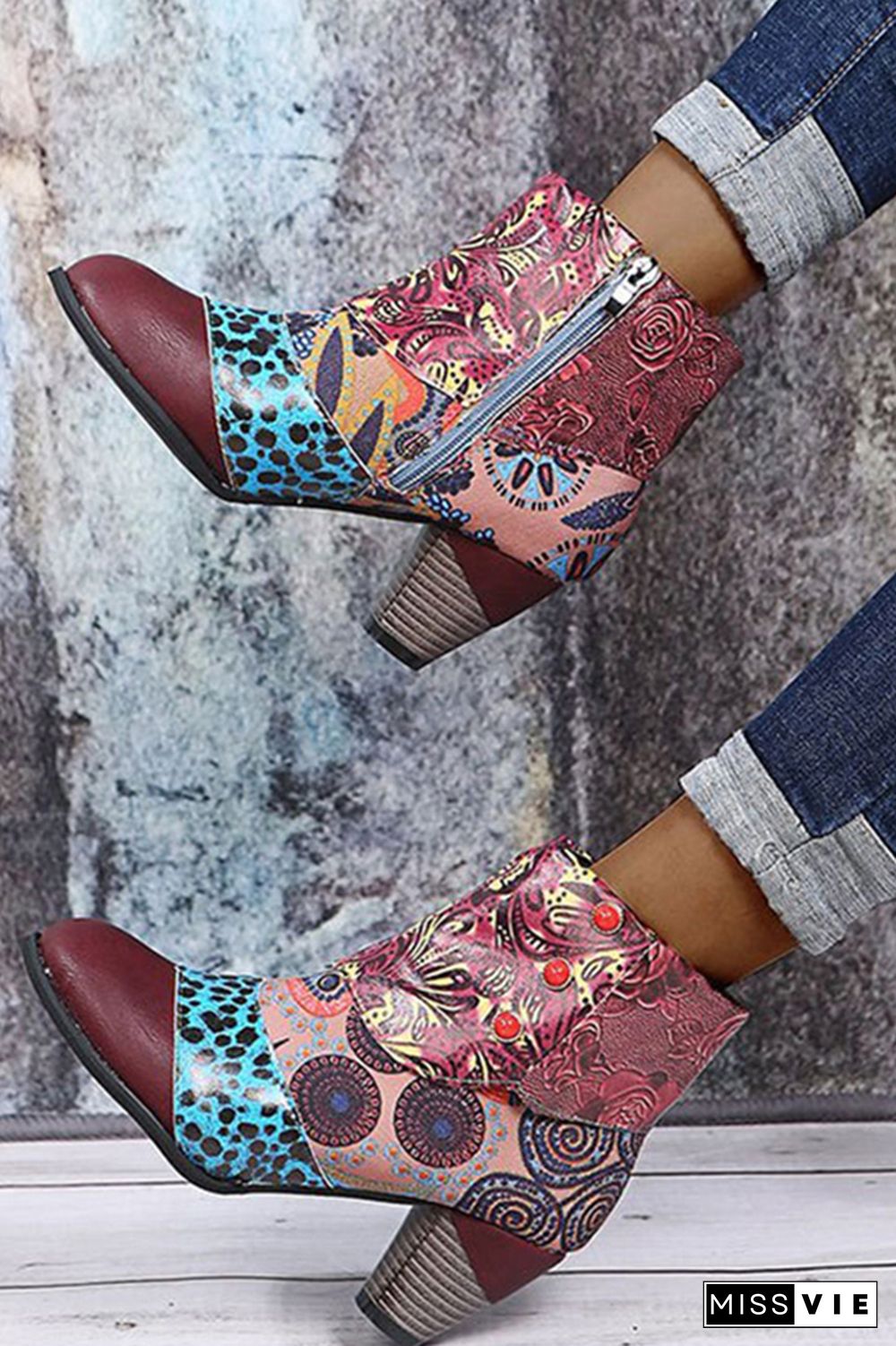 Boho Chunky Heeled Boots Women Wholesale